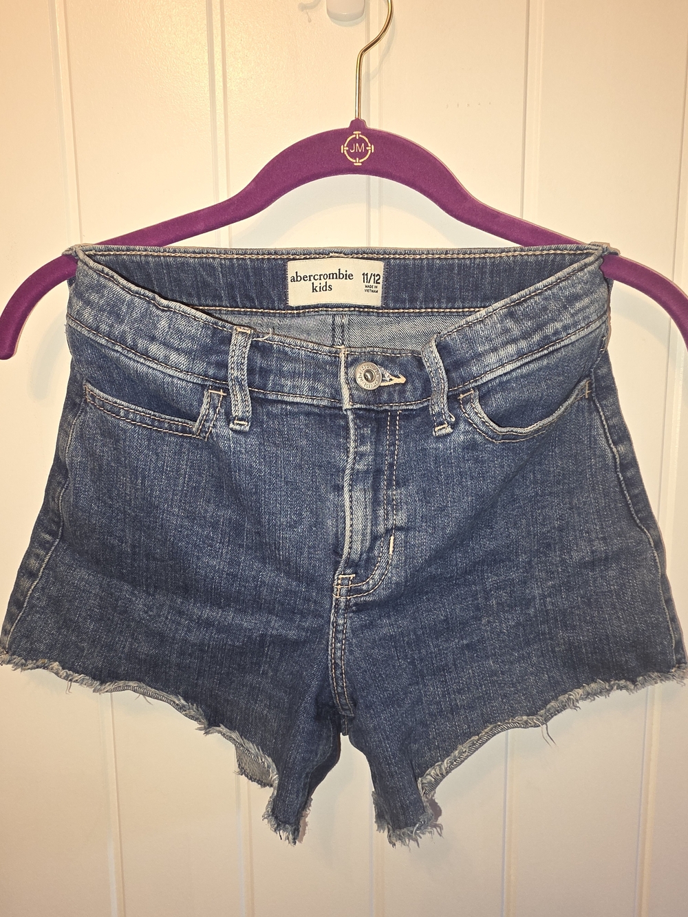 Abercrombie Kids High-Waist Denim Cutoff Shorts - Blue